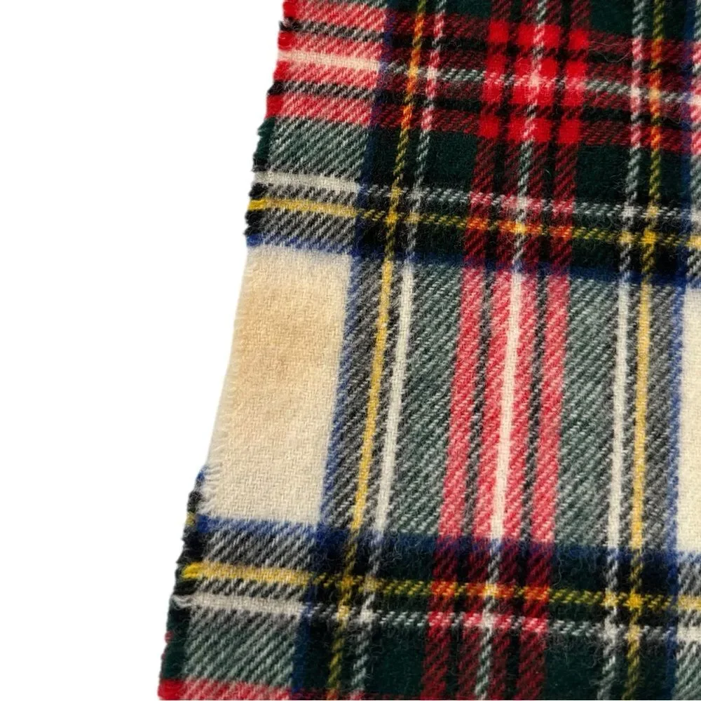 Hugh Parsons Scottish Lambswool Multicolor Tartan Heritage Plaid Fringed Scarf